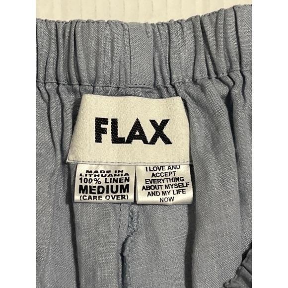 Flax Pants Women’s Medium Blue Linen Pull On Boho Lagenlook - Picture 13 of 14
